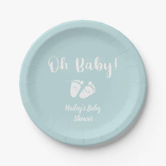 Assiettes En Carton Bébé| Baby shower vert à la menthe pour bébés (Devant)