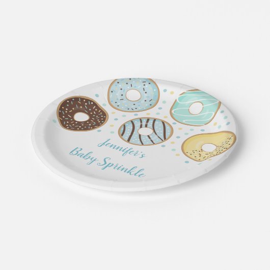 Assiettes En Carton Bébé Bébé de Donut Bleu (Angle)