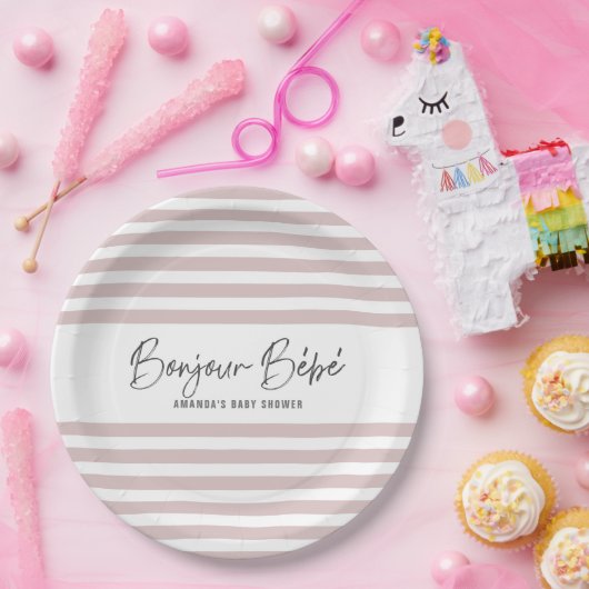 Assiettes En Carton Bébe Bebe de rose (Fête)