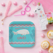 Assiettes En Carton Bébé Beluga 1ère plaque d'anniversaire (Fête)