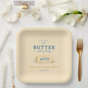 Assiettes En Carton Bébé Beurre Fête de Naissance La Vie est Beurre Av