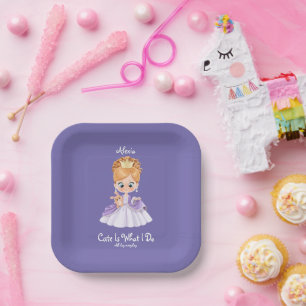 Assiettes En Carton Bébé blanc et pourpre