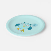 Assiettes En Carton Bébé Bleu Cute Boy Chouette Plaques de papier (Angle)