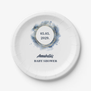Assiettes En Carton Bébé bleu douche garçon