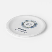 Assiettes En Carton Bébé bleu douche garçon (Angle)