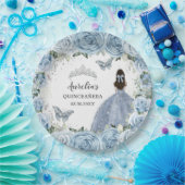 Assiettes En Carton Bébé Bleu Doux Papillons Floraux Princesse Argent (Fête)