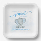 Assiettes En Carton Bébé bleu Eléphant Petit Baby shower d'arachide (Recto)