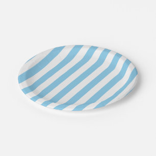 Assiettes En Carton Bébé Bleu et Blanc Grandes Grandes Dimensions