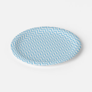 Assiettes En Carton Bébé bleu et blanc petite taille Chevron Stripes