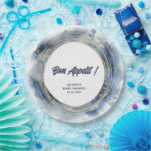 Assiettes En Carton Bébé bleu garçon douche ronde (Fête)