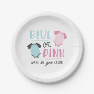 Assiettes En Carton Bébé bleu ou rose Genre Révéler Fête Douche