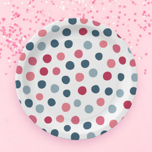 Assiettes En Carton Bébé Bleu rose Pois Motif Plaques de papier