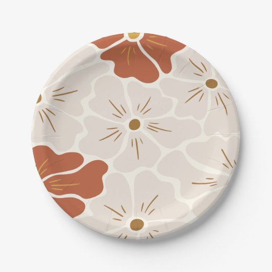 Assiettes En Carton Bébé Boho Super rétro en fleur (Devant)