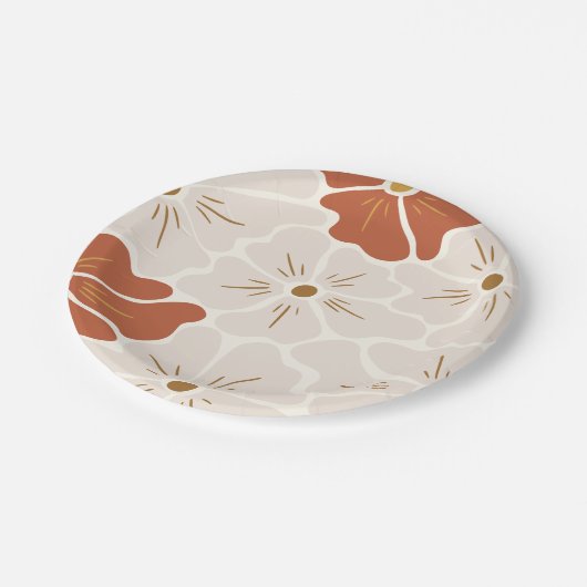 Assiettes En Carton Bébé Boho Super rétro en fleur (Angle)