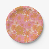 Assiettes En Carton Bébé Boho Super rétro en fleurs (Devant)