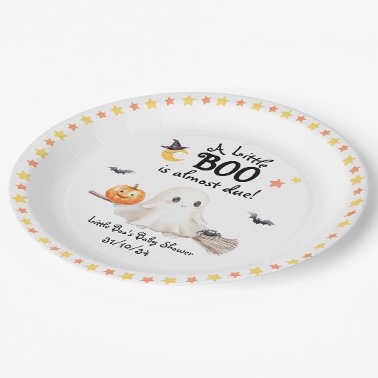 Assiettes En Carton Bébé Boo Cute Halloween Baby shower Plaque en papi (Angle)
