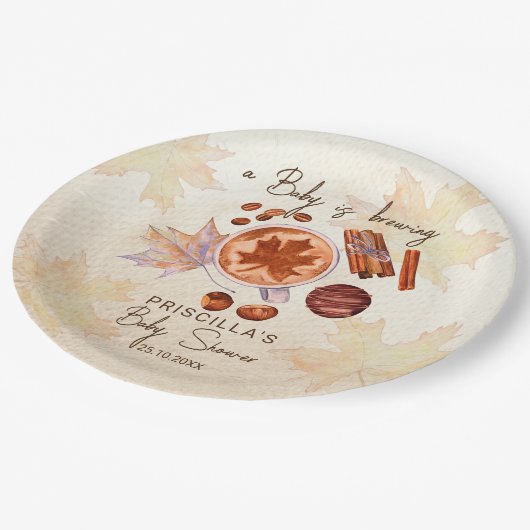 Assiettes En Carton Bébé brasse automne baby shower (Angle)