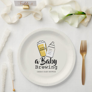 Assiettes En Carton Bébé brasse de la bière Biberon beige Baby Shower