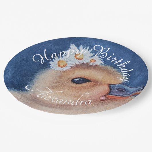 Assiettes En Carton Bébé Canard Joyeux anniversaire (Angle)