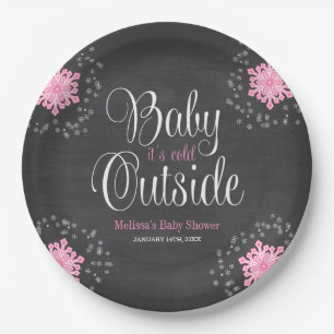 Assiettes En Carton Bébé c'est baby shower rose extérieur froid de