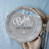 Assiettes En Carton Bébé C'est Bleu Froid & Gray Snowflake Boy Douche