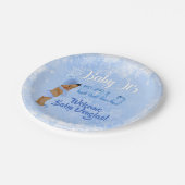 Assiettes En Carton Bébé C'est Flocon de Neige Bleu Ethnique Garçon Do (Angle)