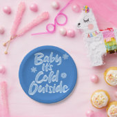 Assiettes En Carton Bébé c'est Noël congelé bleu glacial d'extérieur (Fête)