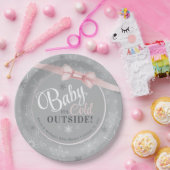 Assiettes En Carton Bébé C'est rose froid Flacon de neige Fille Douche (Fête)