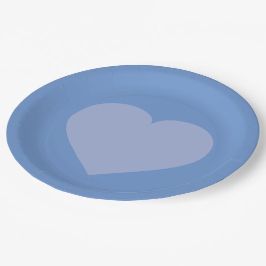 Assiettes En Carton Bébé Coeur bleu (Angle)