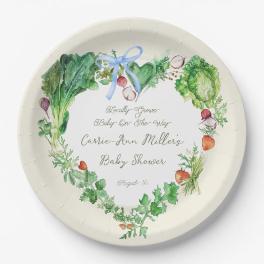 Assiettes En Carton Bébé Cultivé Localement Sur Le Chemin Baby shower (Devant)