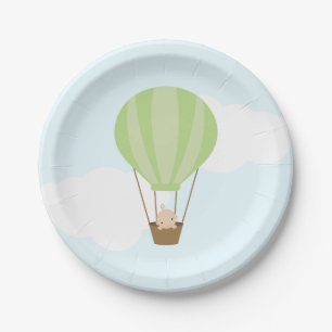Assiettes En Carton Bébé dans le Baby shower à air chaud vert