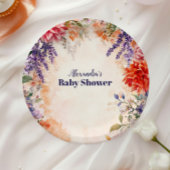 Assiettes En Carton Bébé dans le Baby shower de jardin en fleurs