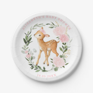 Assiettes En Carton Bébé de Cerf Floral à l'or rougeoyant Végétat