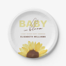 Assiettes En Carton Bébé de tournesol simple dans la fête de douche fl