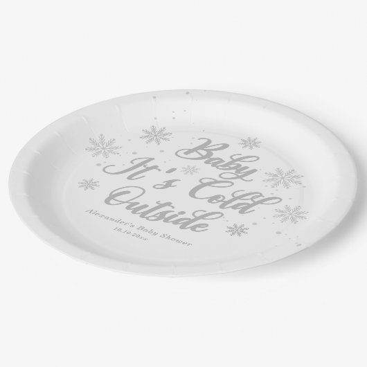 Assiettes En Carton Bébé d'hiver Il fait froid dehors Baby shower (Angle)