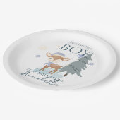 Assiettes En Carton Bébé d'hiver mignon cerf garçon Fawn (Angle)