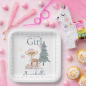 Assiettes En Carton Bébé d'hiver mignonne Cerf Femme Fawn (Fête)