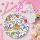 Assiettes En Carton Bébé Doodle moderne main croquis Plaque papier (Fête)