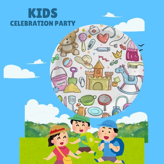 Assiettes En Carton Bébé Doodle moderne main croquis Plaque papier