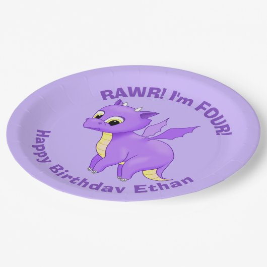 Assiettes En Carton Bébé Dragon mou (Angle)