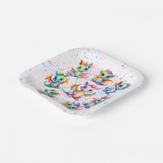 Assiettes En Carton Bébé Dragon Plaques papier fête d'anniversaire (Angulaire)