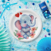 Assiettes En Carton Bébé éléphant  (Fête)