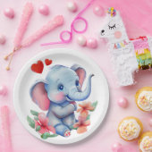 Assiettes En Carton Bébé éléphant  (Fête)