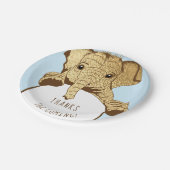 Assiettes En Carton Bébé Eléphant Or Bleu (Angle)