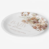 Assiettes En Carton Bébé en Fleur automne baby shower floral rustique (Angle)