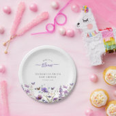 Assiettes En Carton Bébé en fleur baby shower d'aquarelle moderne (Fête)