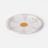 Assiettes En Carton Bébé en fleur Baby shower rose marguerite (Angle)