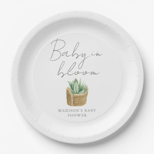 Assiettes En Carton Bébé en fleur Baby shower Succulent simple (Devant)