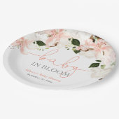 Assiettes En Carton Bébé en Fleur blanc rose lys (Angle)