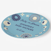 Assiettes En Carton Bébé en Fleur bleu Floral Boy Douche (Angle)